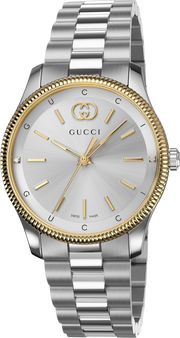 Gucci G Timeless Quartz Silver Dial Two Tone Steel Strap Watch for Women - YA1265063