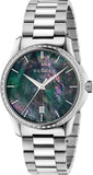 Gucci G Timeless Diamonds Mother of Pearl Blue Dial Silver Steel Strap Unisex Watch - YA126458
