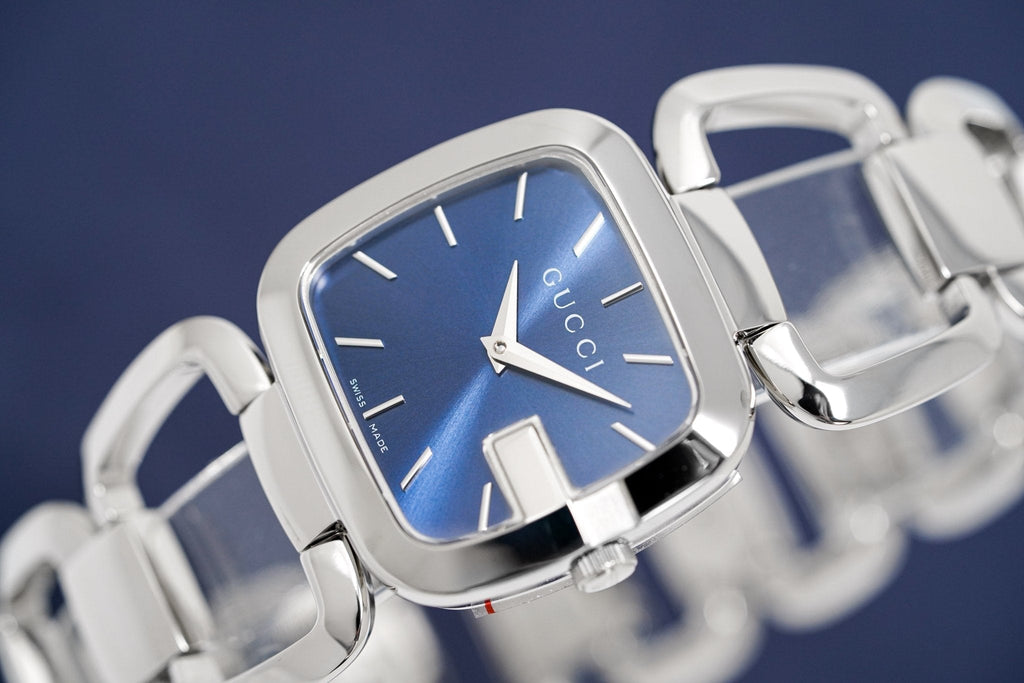Gucci G Gucci Blue Dial Silver Steel Strap Watch For Women Gucci G Gucci Blue Dial Silver Steel Strap Watch For Women