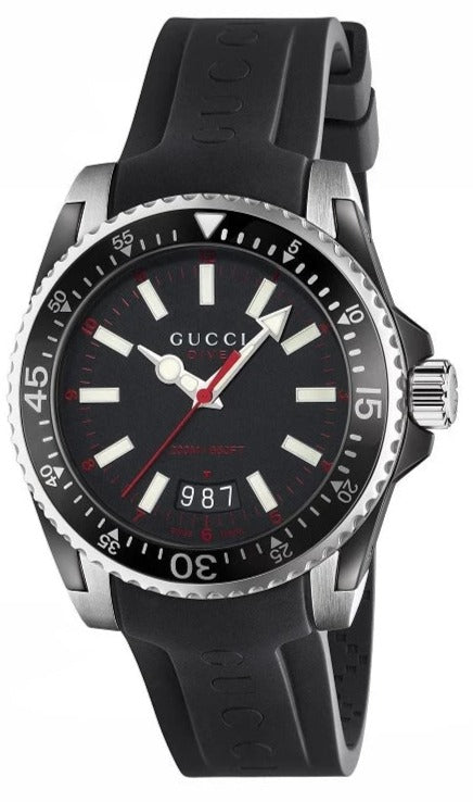 Gucci watch black rubber strap hotsell