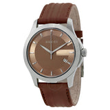 Gucci G Timeless Quartz Brown Dial Brown Rubber Strap Watch For Men - YA126403