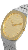 Gucci 25H Quartz Gold Dial Silver Steel Strap Watch for Men - YA163405