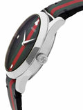 Gucci G Timeless Quartz Black Dial Multicolored Black Leather Strap Watch For Men - YA1264079