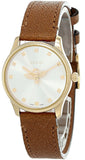 Gucci G Timeless Quartz Silver Dial Brown Leather Strap Watch For Women - YA1265022