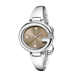 Gucci Guccissima Brown Dial Silver Steel Strap Watch For Women - YA134302