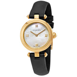 Gucci Diamantissima Mother of Pearl Dial Black Leather Strap Watch For Women - YA141505