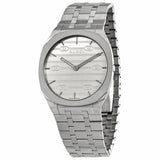 Gucci 25H Quartz Silver Dial Silver Steel Strap Unisex Watch - YA163407