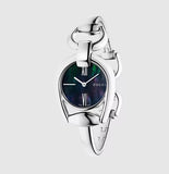 Gucci Horsebit Collection Mother of Pearl Black Dial Silver Steel Strap Watch For Women - YA139503