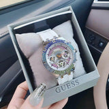 Guess Glitz Pride Limited Edition White Dial White Rubber Strap Watch for Women - GW0407L4