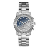 Guess Confetti Diamonds Blue Dial Silver Steel Strap Watch for Women - W0774L6