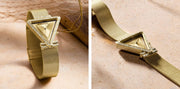 Guess Fame Diamonds Gold Dial Gold Mesh Bracelet Watch for Women - GW0508L2