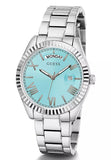 Guess Connoisseur Turquoise Dial Silver Steel Strap Watch for Men - GW0265G11