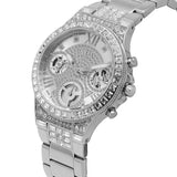 Guess Moonlight Multi Function Diamonds Silver Dial Silver Steel Strap Watch for Women - GW0320L1