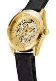 Guess Tailor Gold Dial Black Leather Strap Watch for Men - GW0389G2