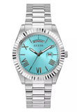 Guess Connoisseur Turquoise Dial Silver Steel Strap Watch for Men - GW0265G11