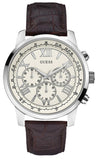 Guess Horizon Chronograph White Dial Brown Leather Strap Watch For Men - W0380G2