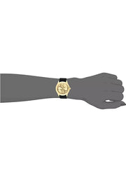 Guess G Twist Gold Dial Black Leather Strap Watch for Women - W0911L3