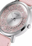 Guess Dahlia Analog Silver Dial Pink Leather Strap Watch for Women - GW0529L1