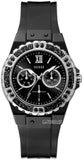 Guess Limelight Diamonds Black Dial Black Rubber Strap Watch for Women - GW0041L5