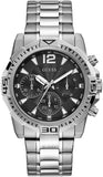 Guess Commander Chronograph Black Dial Silver Steel Strap Watch for Men - GW0056G1