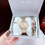 Guess Montage Quartz Gold Dial Gold Steel Strap Watch For Women - GW0588L1