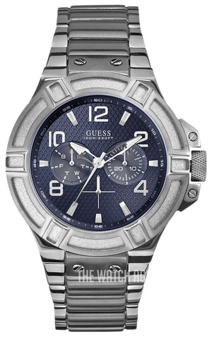 Guess Rigor Quartz Black Dial Silver Steel Strap Watch For Men - W0218G2