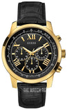 Guess Horizon Chronograph Quartz Black Dial Black Leather Strap Watch For Men - W0380G7