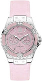 Guess Limelight Quartz Diamonds Pink Dial Pink Denim Strap Watch For Women - W0775l15