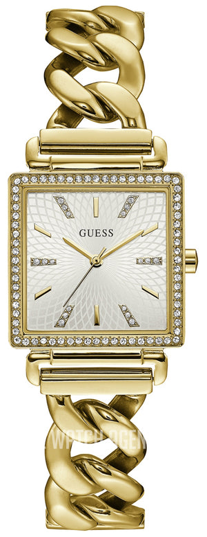 Guess Vanity Diamonds Silver Dial Gold Steel Strap Watch for Women - W1030L2