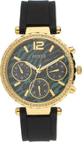 Guess Solstice Green Dial Black Rubber Strap Watch for Women - GW0113L1