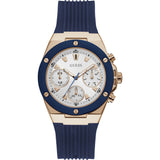 Guess Athena White Dial White Dial Blue Rubber Strap Watch For Women - GW0030L5