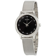 Guess Chelsea Crystals Black Dial Silver Mesh Bracelet Watch For Women  - W0647L5