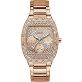 Guess Raven Diamonds Rose Gold Dial Rose Gold Steel Strap Watch for Women - GW0104L3