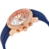 Guess Confetti Diamonds Gold Dial Blue Rubber Strap Watch For Women - W1098L6