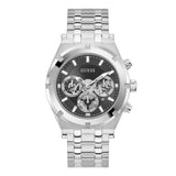 Guess Continental Black Dial Silver Steel Strap Watch for Men - GW0260G1