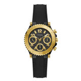 Guess Cosmic Multifunction Black Dial Black Silicone Strap Watch For Women - GW0466L1