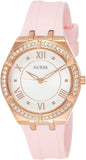 Guess Cosmo Diamonds Silver Dial Pink Silicone Strap Watch for Women - GW0034L3