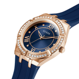 Guess Cosmo Diamonds Blue Blue Dial Blue Silicone Strap Watch for Women - GW0034L4