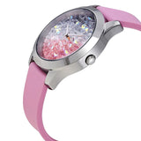 Guess Crush Crystals Silver Dial Pink Rubber Strap Watch for Women - W1223L1