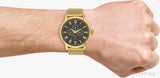 Guess Delancy Black Dial Gold Mesh Bracelet Watch for Men - W0871G2