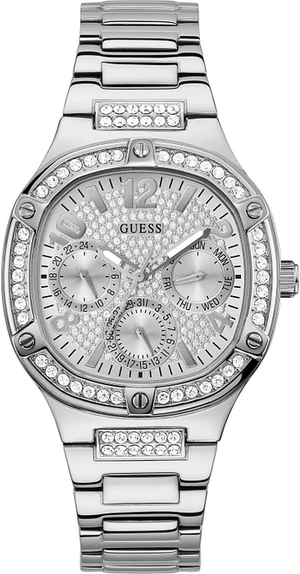 Guess Duchess Quartz Silver Dial Silver Steel Strap Watch For Women - GW0558L1