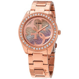 Guess G Twist Diamonds Rose Gold Dial Rose Gold Steel Strap Watch For Women - W1201L3