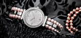 Guess Gala Diamonds Silver Dial Two Tone Steel Strap Watch for Women - GW0531L1