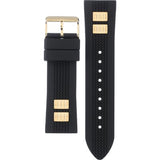 Guess Frontier Diamonds Gold Dial Black Rubber Strap Watch For Women - W1160L1