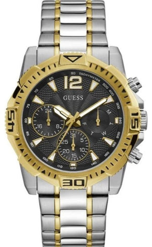 Guess Commander Chronograph Black Dial Two Tone Steel Strap Watch for Men - GW0056G4