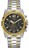 Guess Commander Chronograph Black Dial Two Tone Steel Strap Watch for Men - GW0056G4