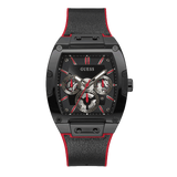 Guess Phoenix Multifunction Black Dial Black & Red Rubber Strap Watch for Men - GW0202G7