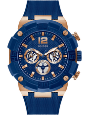 Guess Navigator Chronograph Blue Dial Blue Rubber Strap Watch for Men - GW0264G4