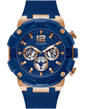 Guess Navigator Chronograph Blue Dial Blue Rubber Strap Watch for Men - GW0264G4