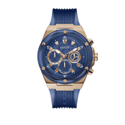 Guess Poseidon Chronograph Blue Dial Blue Silicone Strap Watch For Men - GW0425G3